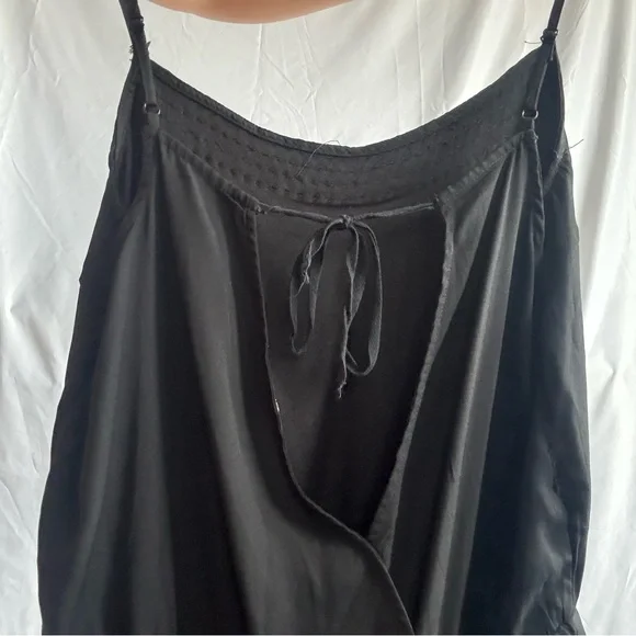 Black Backless Tie Back Romper with Gold Bead Lining - Picture 9 of 9